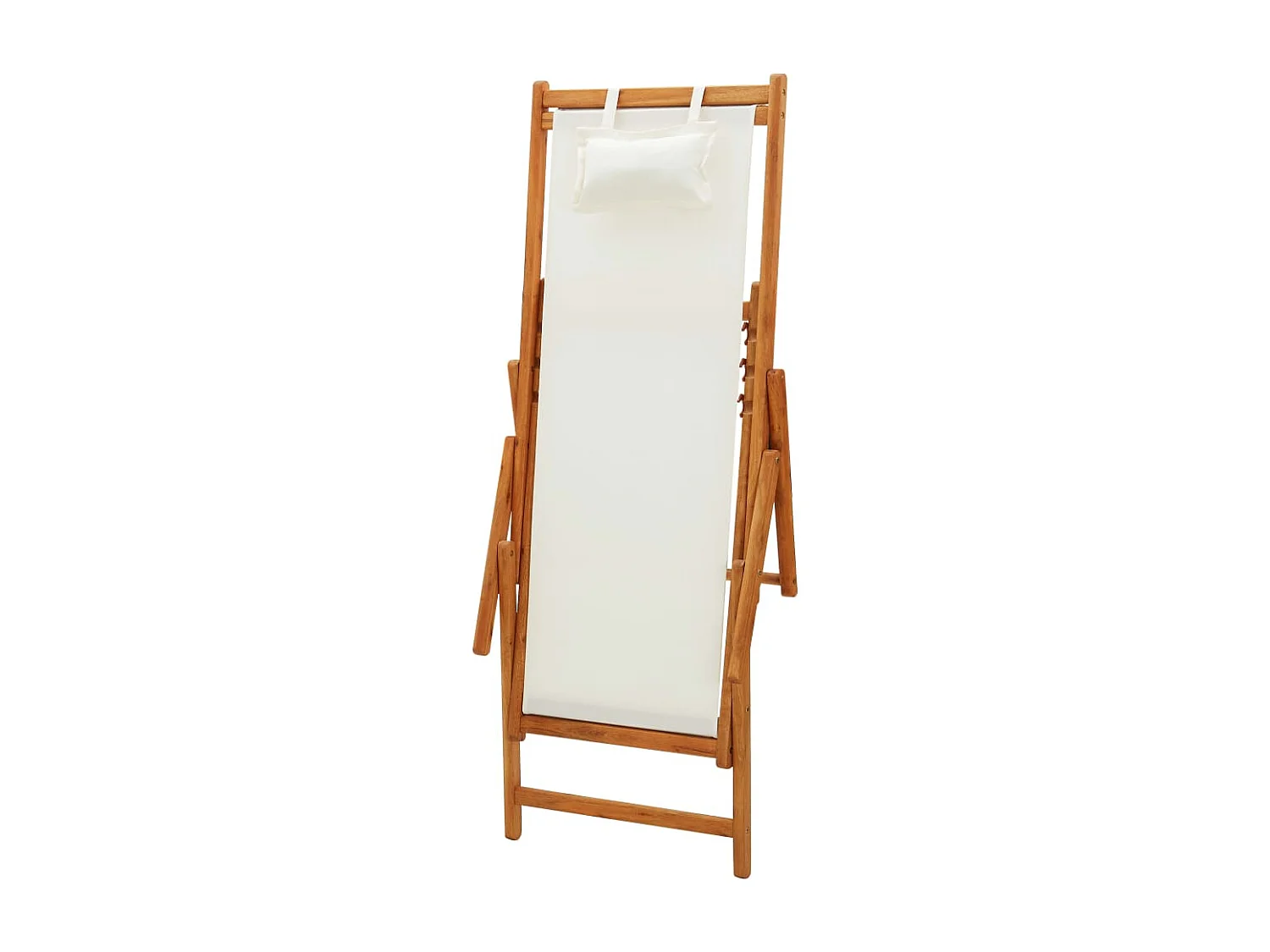 Klappbarer Strandstuhl Eukalyptus Massivholz und Stoff Creme