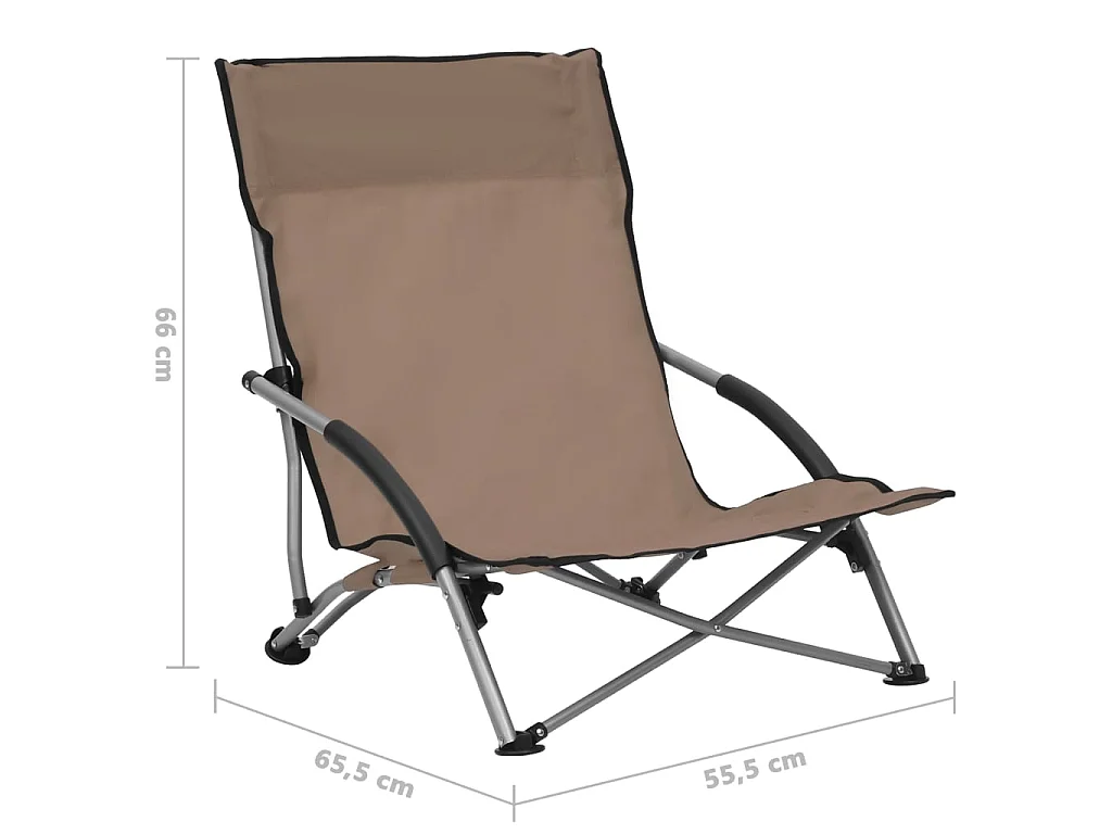 Chaises de plage pliables lot de 2 Taupe Tissu