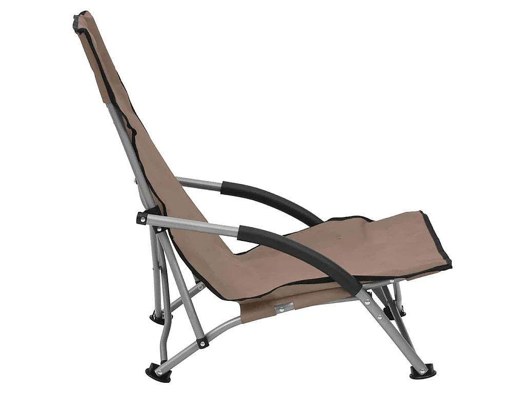 Chaises pliantes 2 pièces en tissu taupe