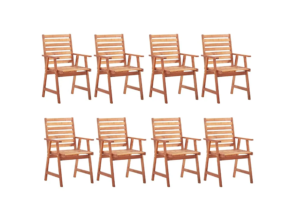 Chaises à manger d'extérieur lot de 8 et coussins Acacia massif