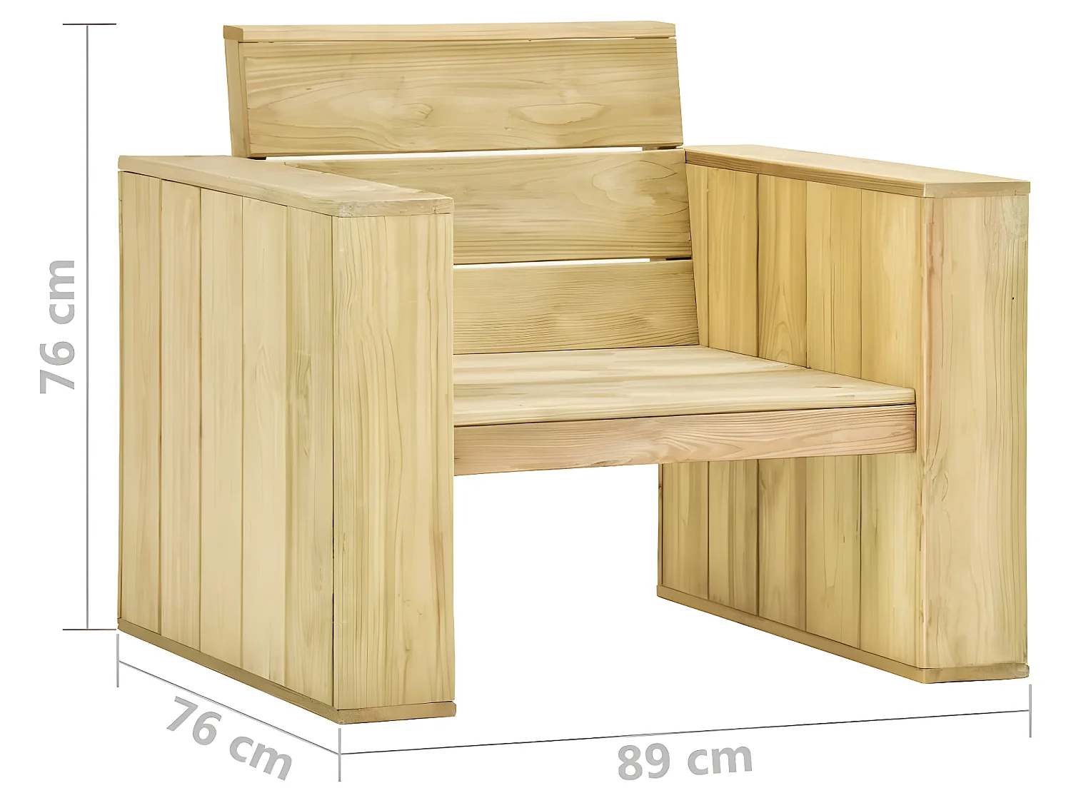 Chaises de jardin lot de 2 89x76x76 cm Bois de pin imprégné