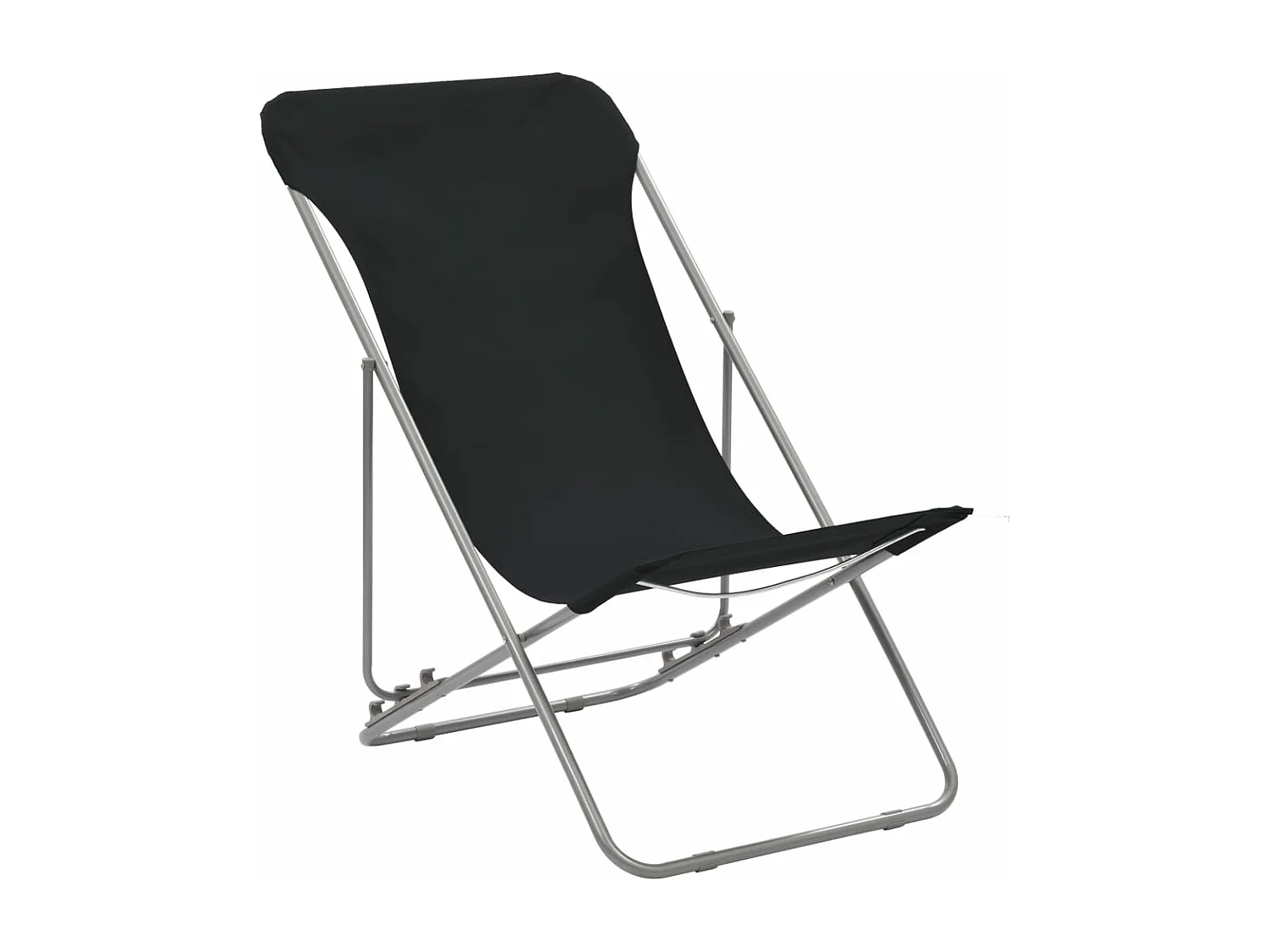 Chaises de plage pliables lot de 2 Acier et tissu oxford Noir
