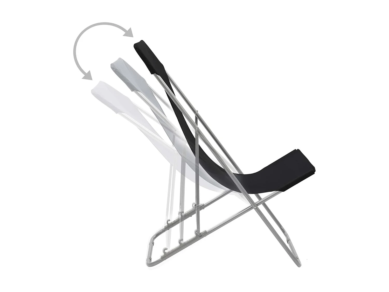 Chaises de plage pliables lot de 2 Acier et tissu oxford Noir