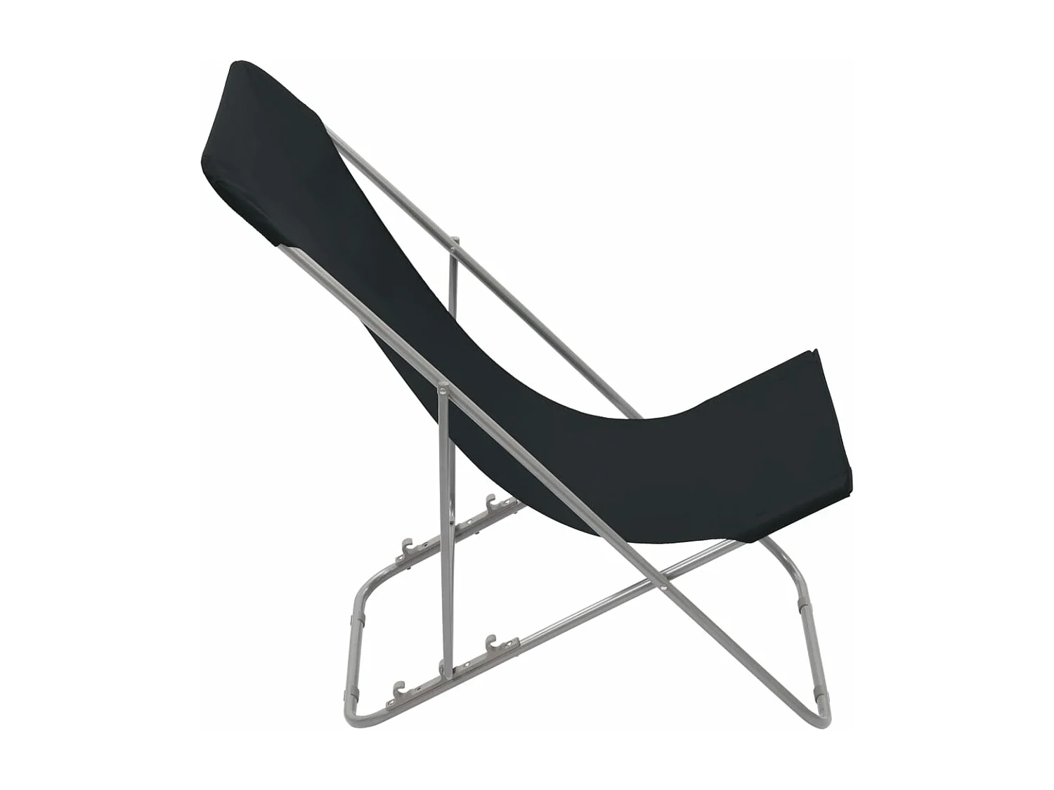 Chaises de plage pliables lot de 2 Acier et tissu oxford Noir