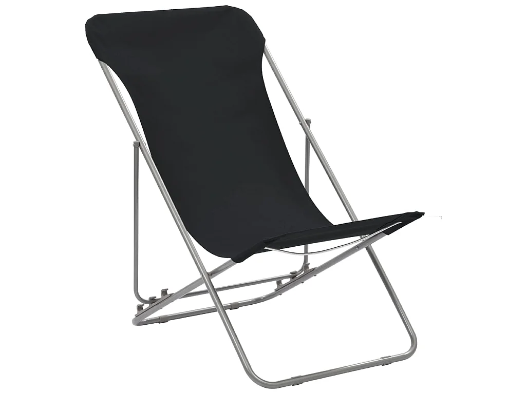 Chaises de plage pliables lot de 2 Acier et tissu oxford Noir
