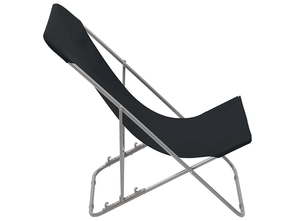 Chaises de plage pliables lot de 2 Acier et tissu oxford Noir