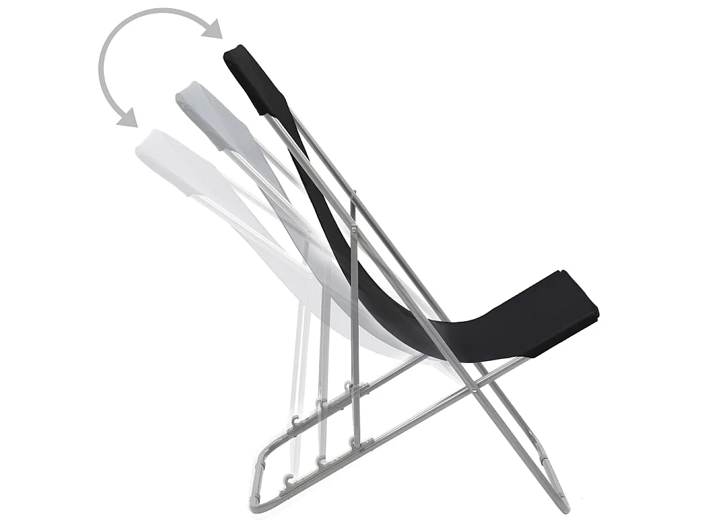 Chaises de plage pliables lot de 2 Acier et tissu oxford Noir