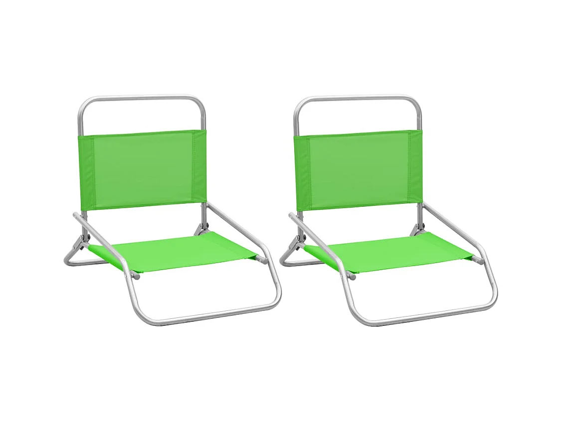 Chaises de plage pliables lot de 2 Vert Tissu
