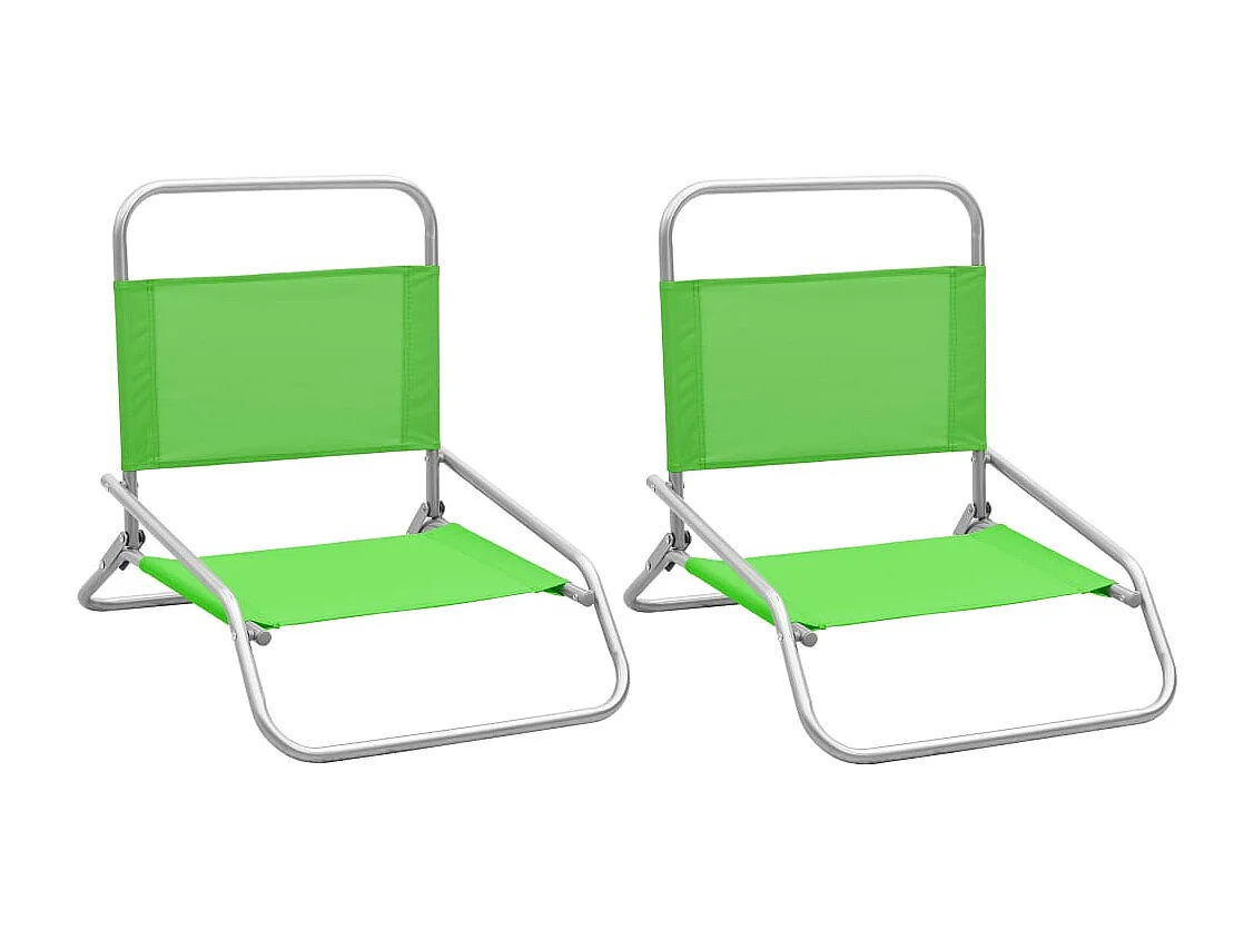 Chaises de plage pliables lot de 2 Vert Tissu