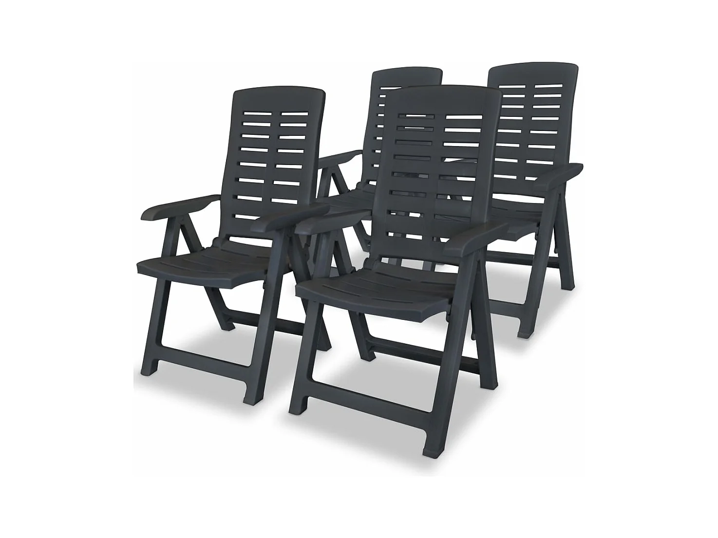 Chaises inclinables de jardin lot de 4 Plastique Anthracite