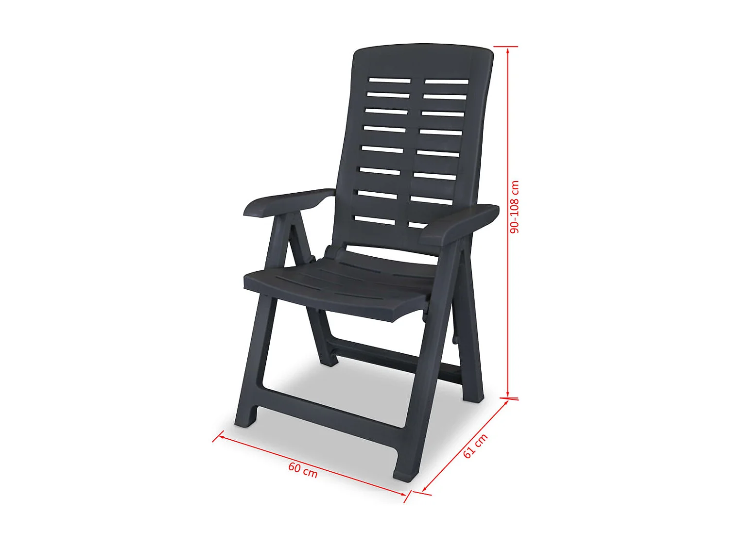 Chaises inclinables de jardin lot de 4 Plastique Anthracite