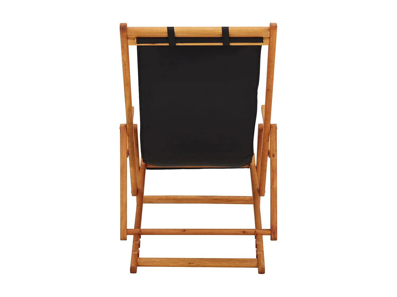 Strandstuhl Klappbar Massivholz Eukalyptus und Stoff Schwarz