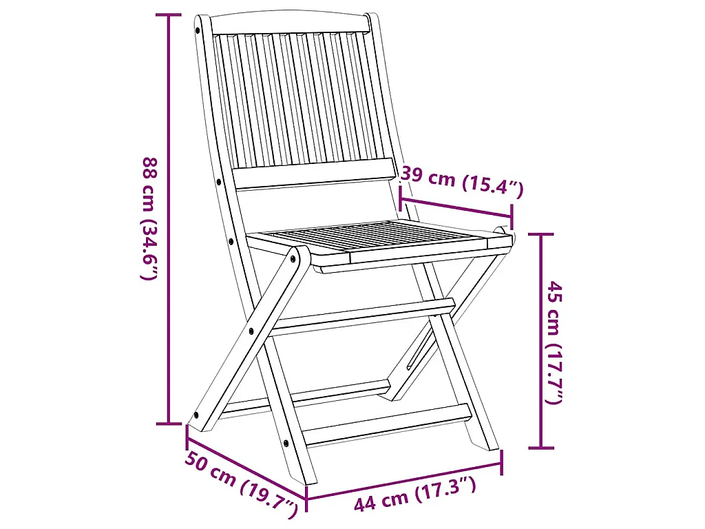 Chaises pliantes 4 pièces en bois d'acacia massif