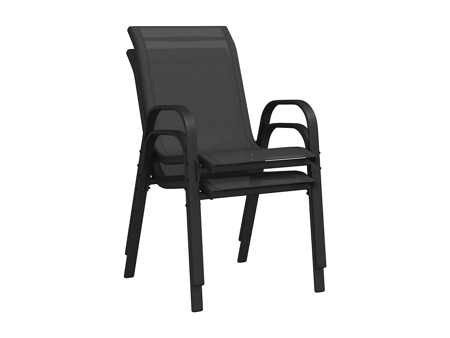 Chaises empilables de jardin lot de 2 Noir Tissu textilène