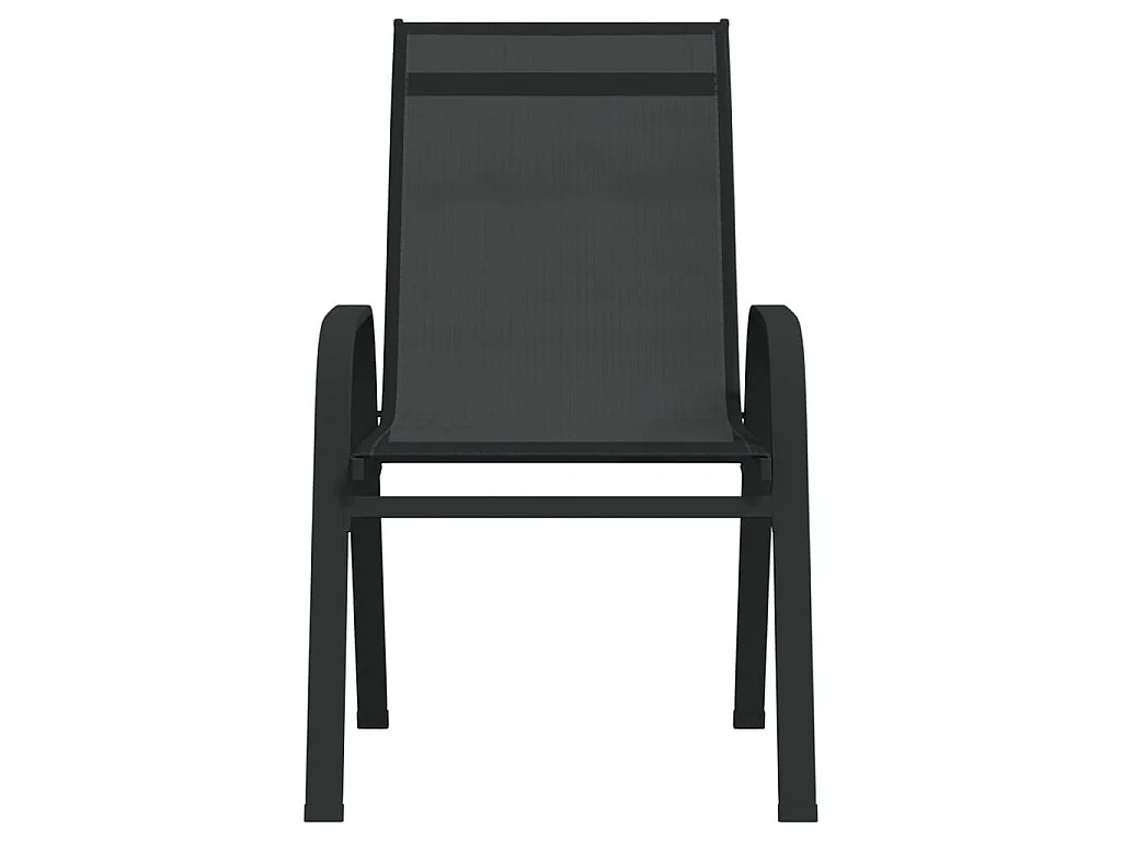 Sedie da Giardino Impilabili 2 pz in Tessuto Textilene Nero