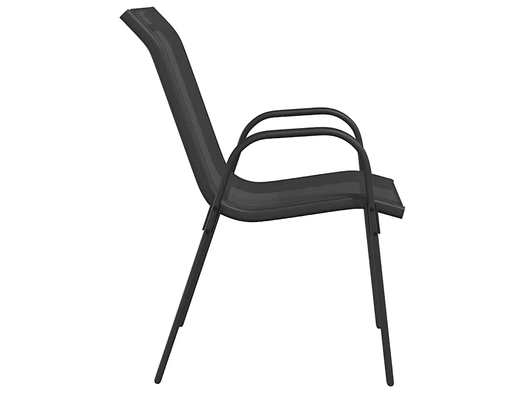 Sedie da Giardino Impilabili 2 pz in Tessuto Textilene Nero
