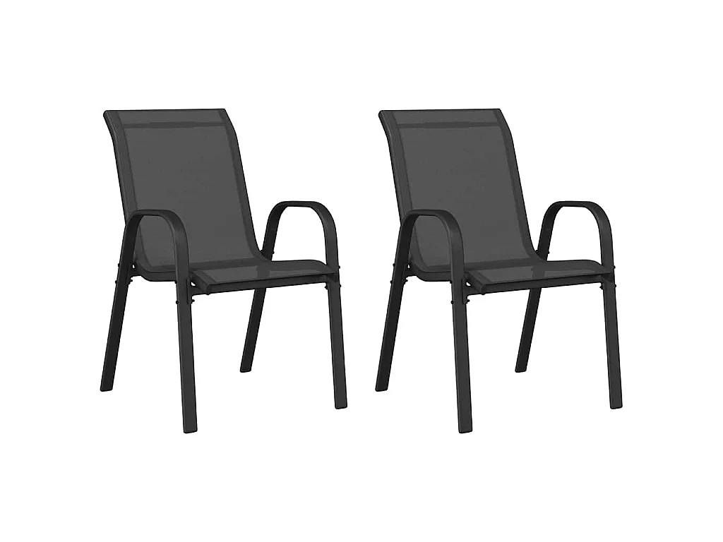 Sedie da Giardino Impilabili 2 pz in Tessuto Textilene Nero