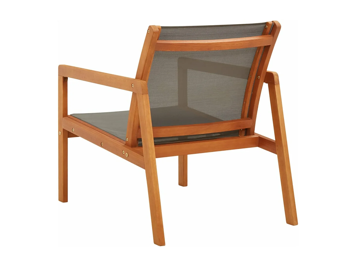 Loungestoel massief eucalyptushout en textileen grijs