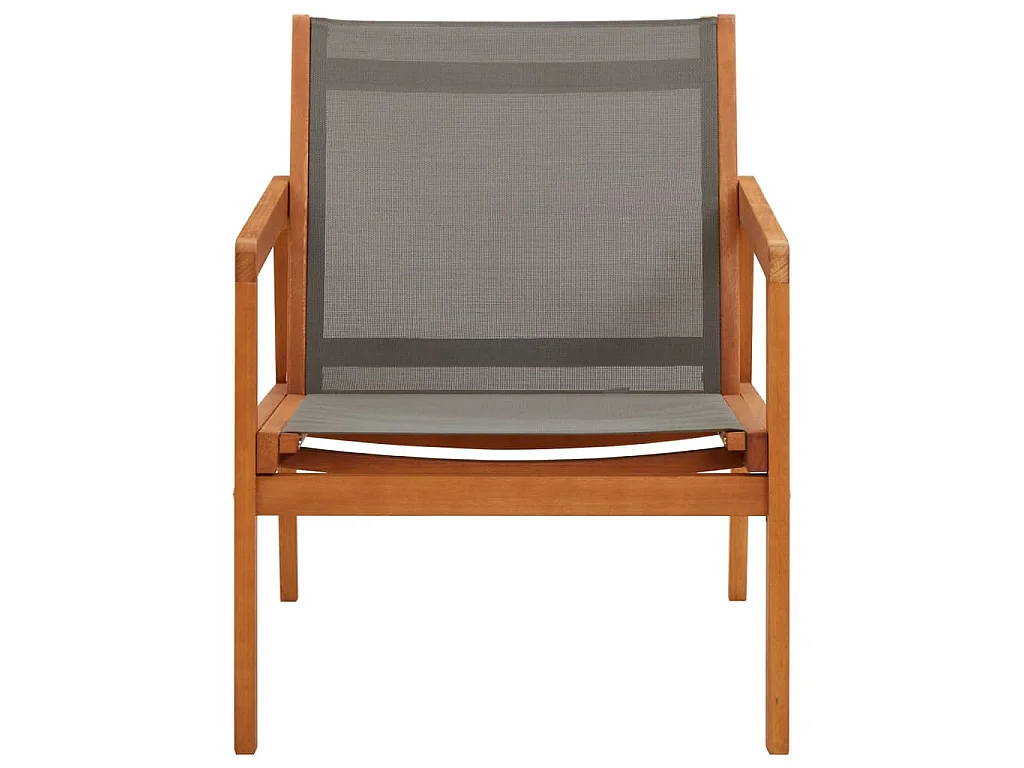 Silla de jardín madera maciza de eucalipto y textilene gris