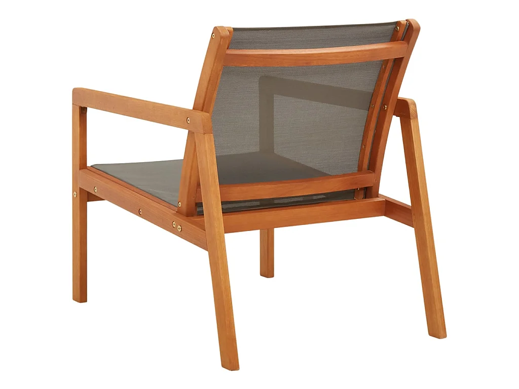 Silla de jardín madera maciza de eucalipto y textilene gris