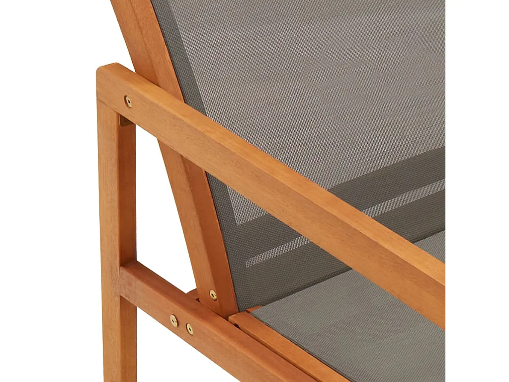Silla de jardín madera maciza de eucalipto y textilene gris