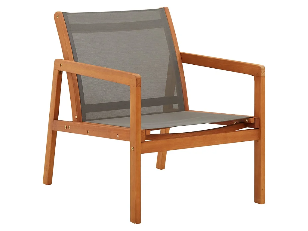 Chaise de jardin Gris Bois d'eucalyptus solide et textilène