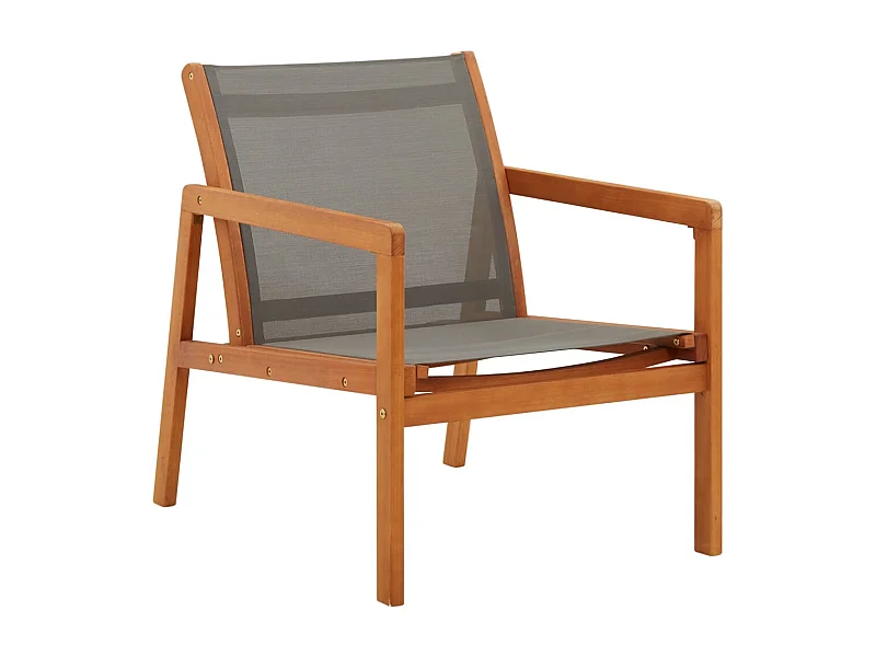 Chaise de jardin Gris Bois d'eucalyptus solide et textilène