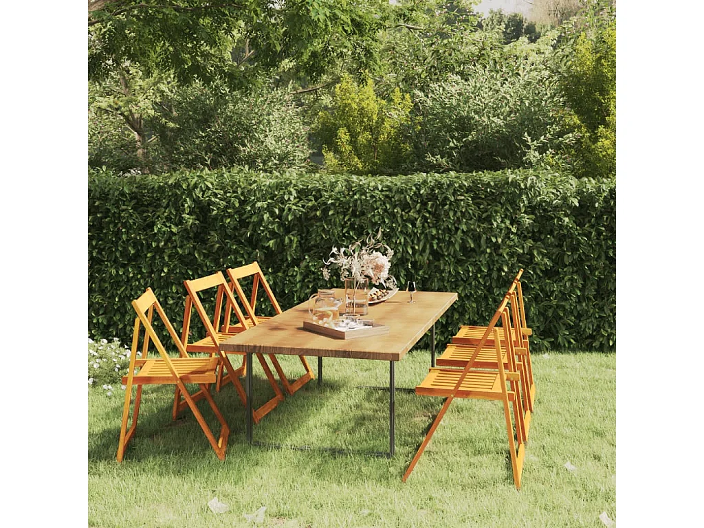 Sedie da Giardino Pieghevoli 6 pz in Legno Massello di Acacia