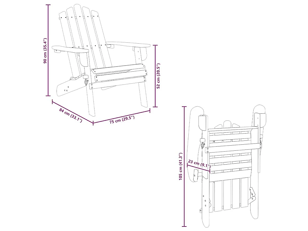 Tuinstoelen Adirondack 2 st massief acaciahout