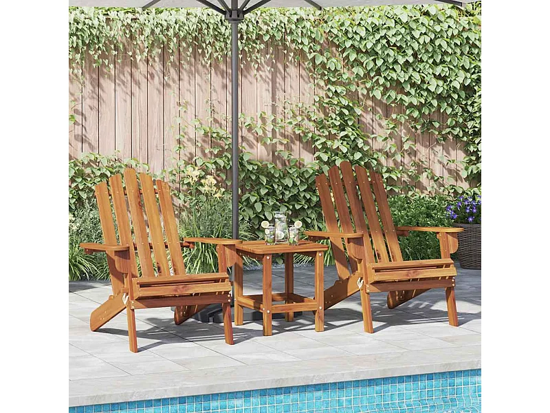 Chaises Adirondack de jardin lot de 2 Bois massif d'acacia