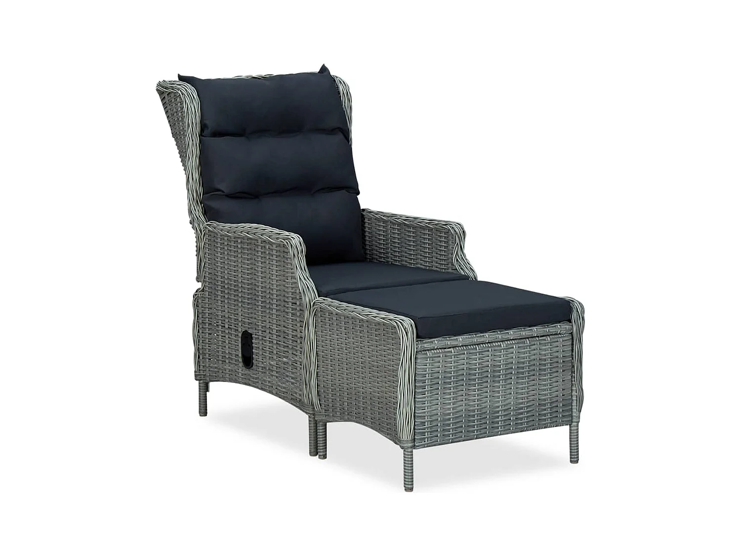 Chaise inclinable de jardin tabouret Résine tressée Gris clair