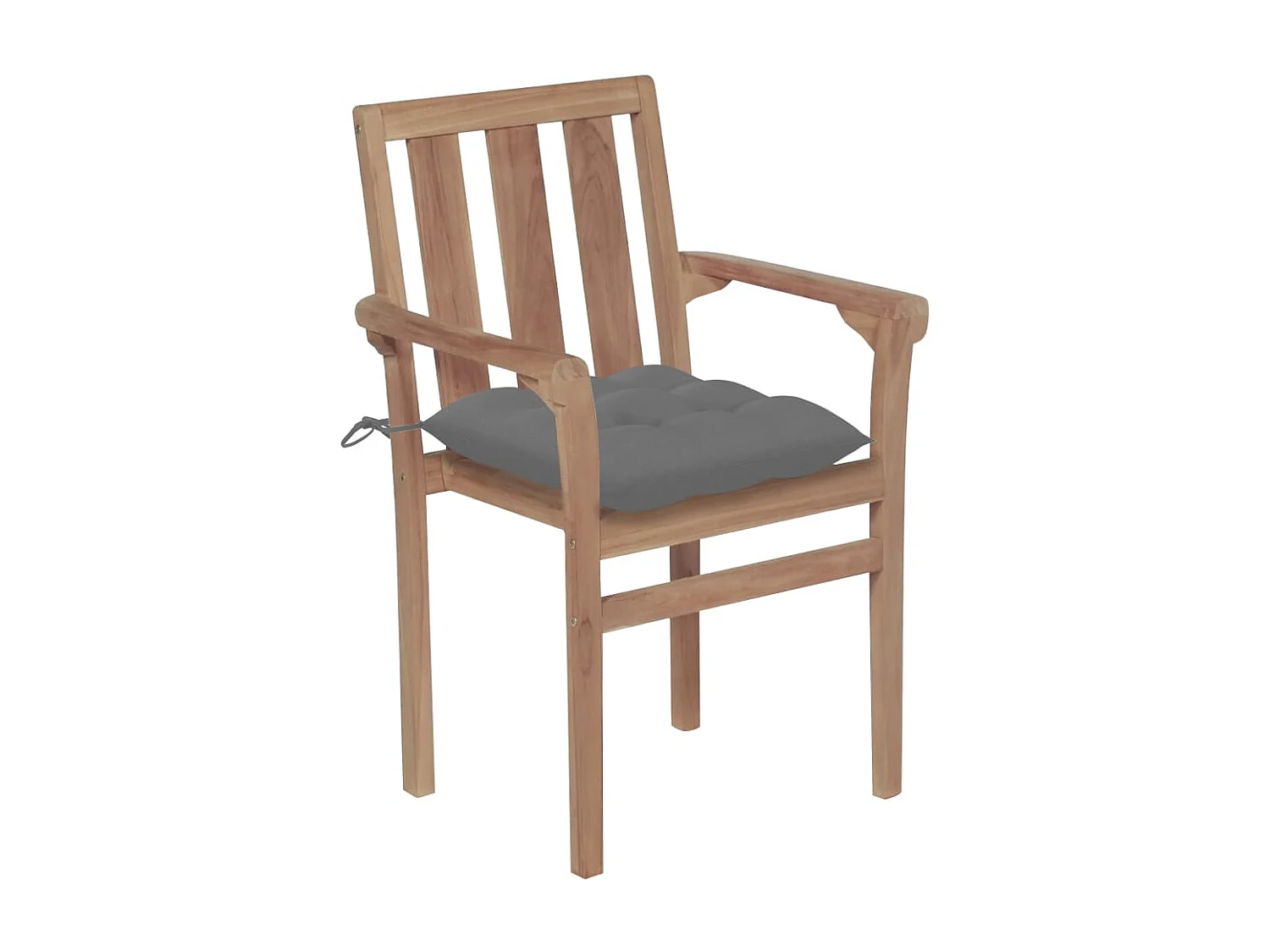 Chaises de jardin lot de 2 et coussins gris Bois de teck massif