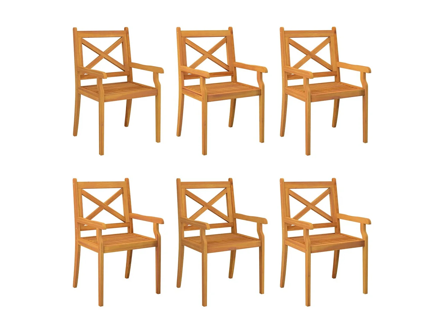 Sedie da Pranzo da Esterni 6 pz in Legno Massello di Acacia