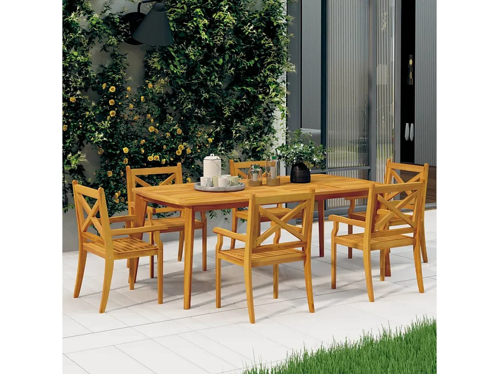 Sedie da Pranzo da Esterni 6 pz in Legno Massello di Acacia