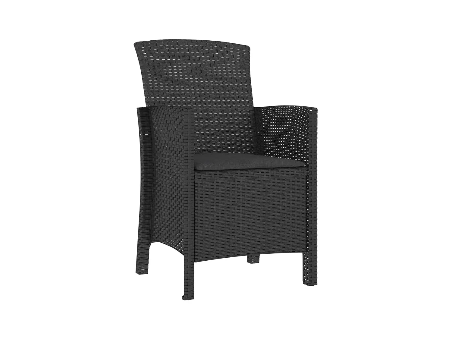 Sedia da Giardino con Cuscino in Rattan PP Grafite
