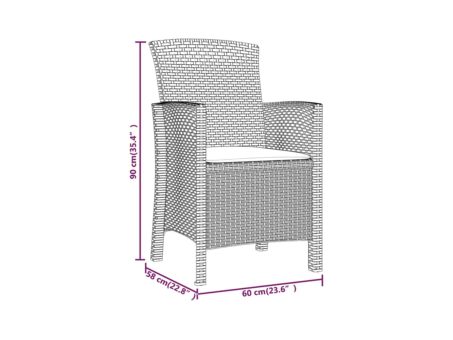 Sedia da Giardino con Cuscino in Rattan PP Grafite