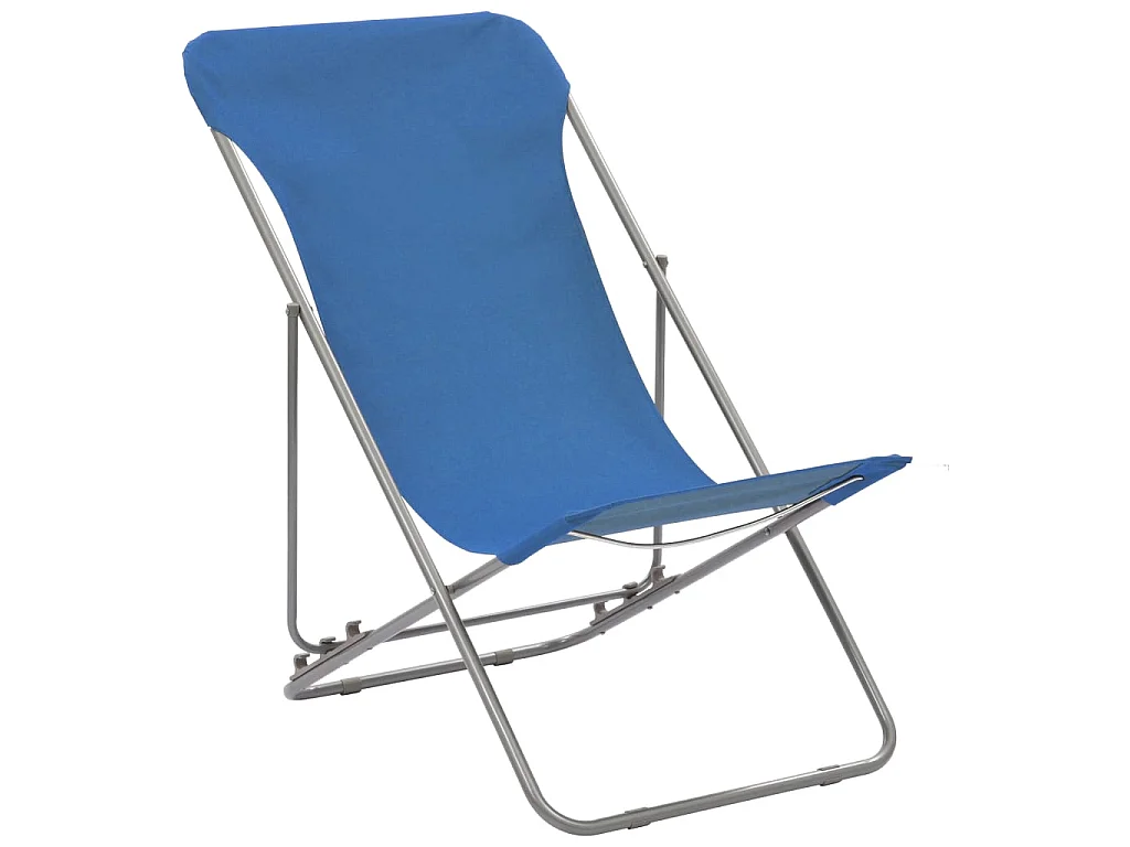 Chaises de plage pliables lot de 2 Acier et tissu oxford Bleu