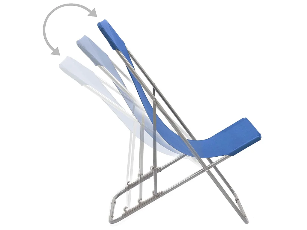 Chaises de plage pliables lot de 2 Acier et tissu oxford Bleu