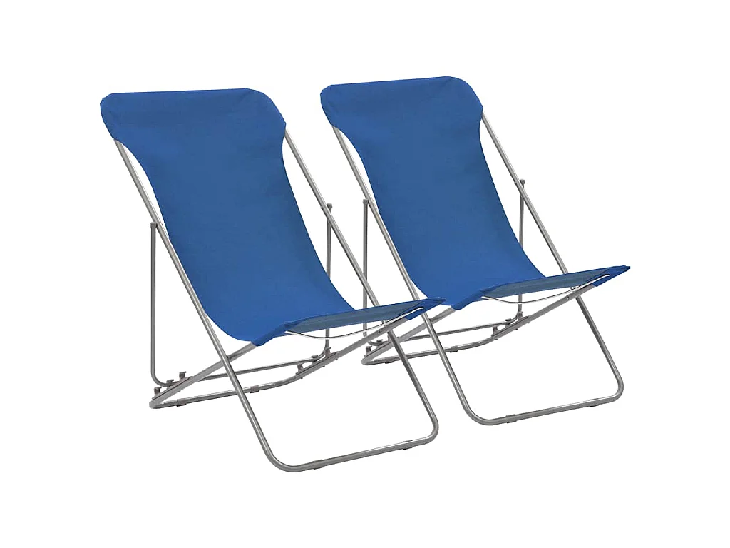 Chaises pliantes 2 pièces, acier et tissu Oxford bleu