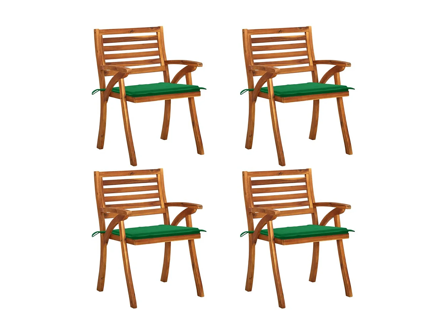 Chaises de jardin avec coussins lot de 4 Bois de teck solide