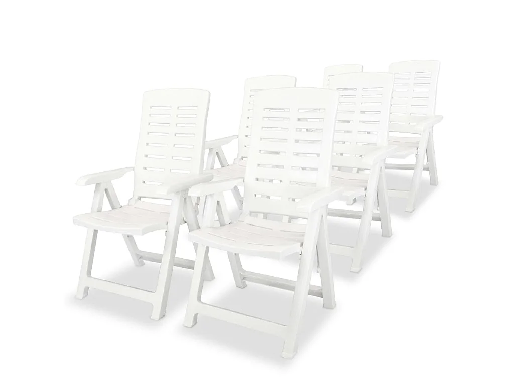Cadeiras de jardim reclináveis 6 pcs plástico branco