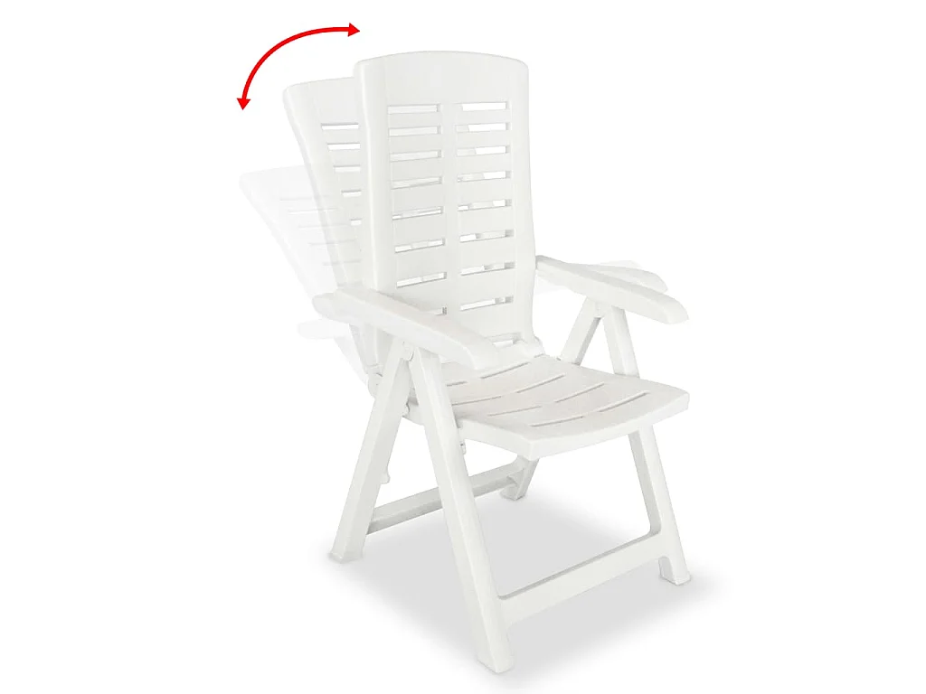 Cadeiras de jardim reclináveis 6 pcs plástico branco