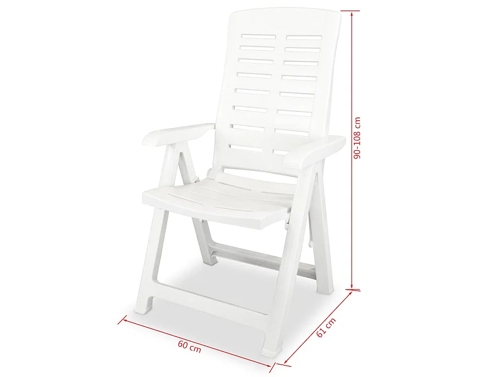 Sedie Reclinabili da Giardino 6 pz in Plastica Bianche