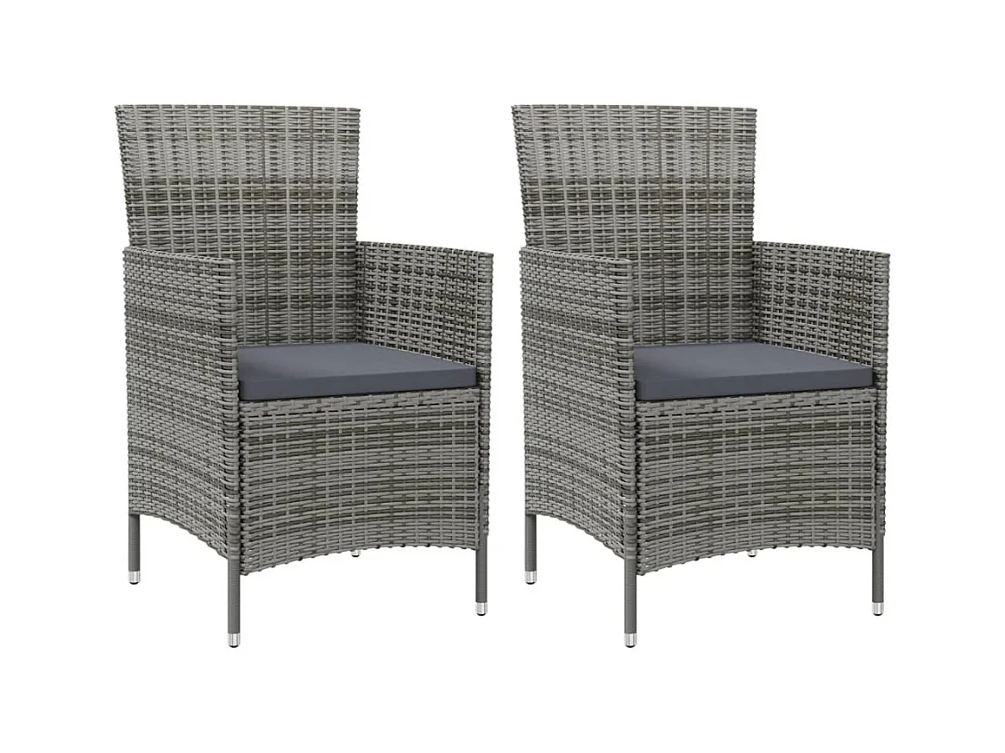 Chaises de jardin avec coussins lot de 2 Résine tressée Gris