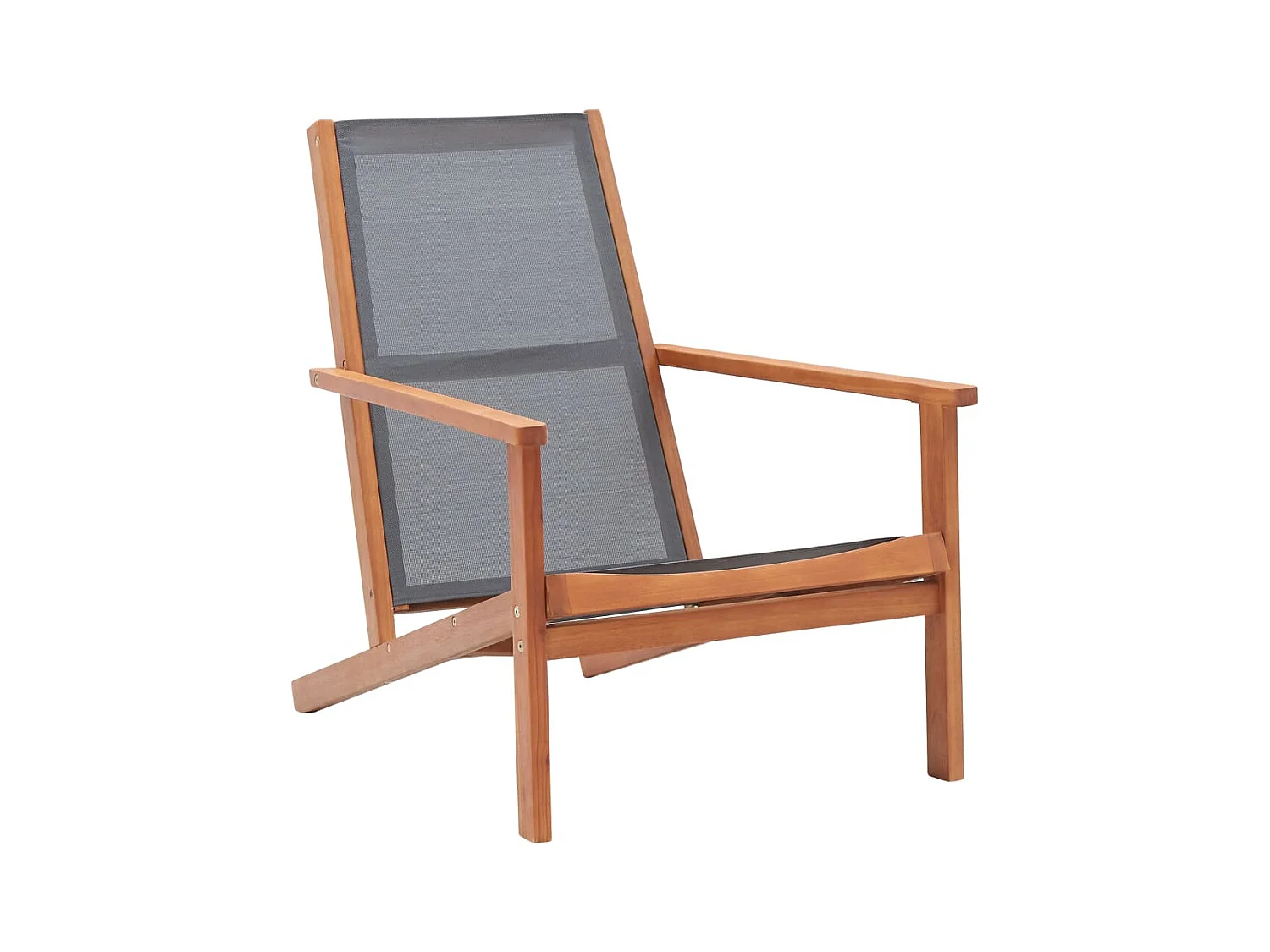 Loungestoel massief eucalyptushout en textileen grijs