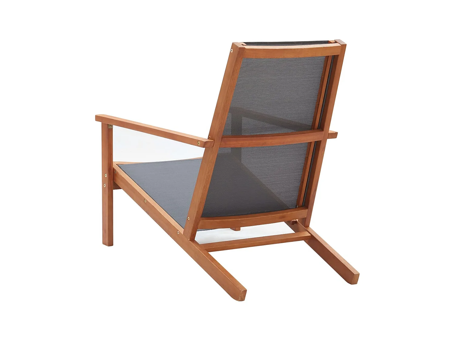 Loungestoel massief eucalyptushout en textileen grijs