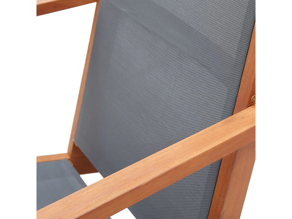 Loungestoel massief eucalyptushout en textileen grijs