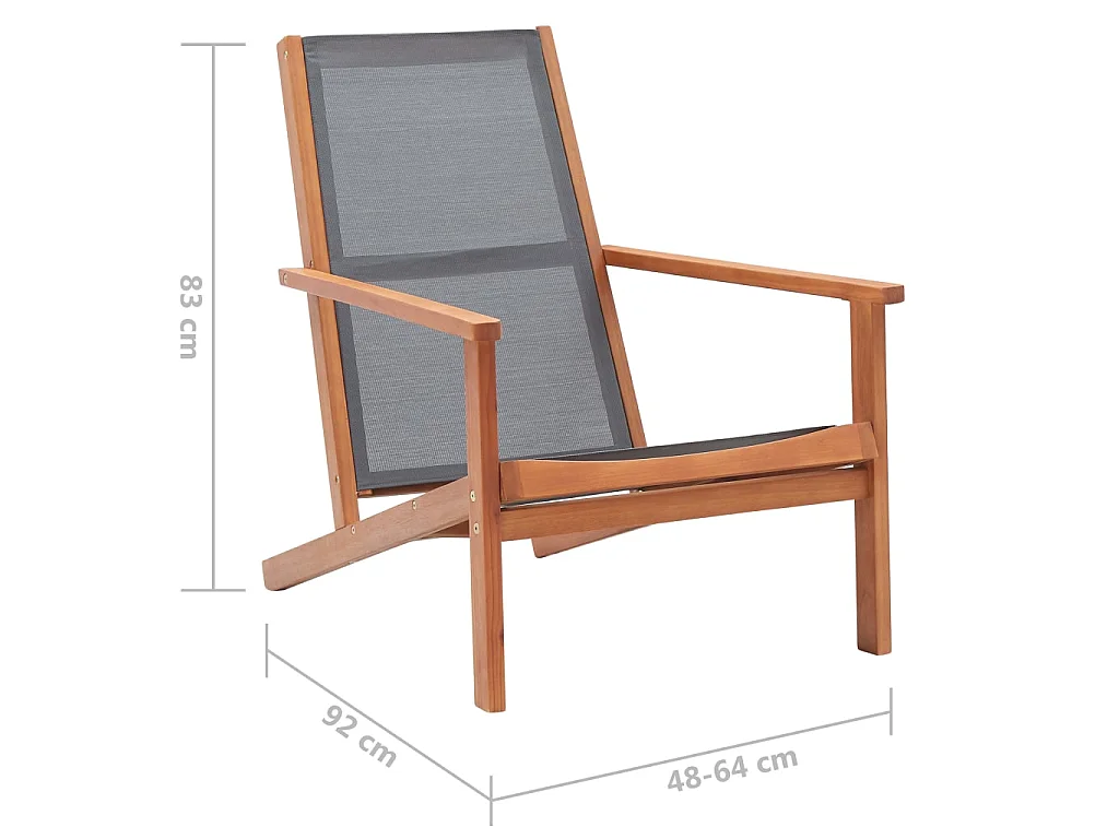 Loungestoel massief eucalyptushout en textileen grijs