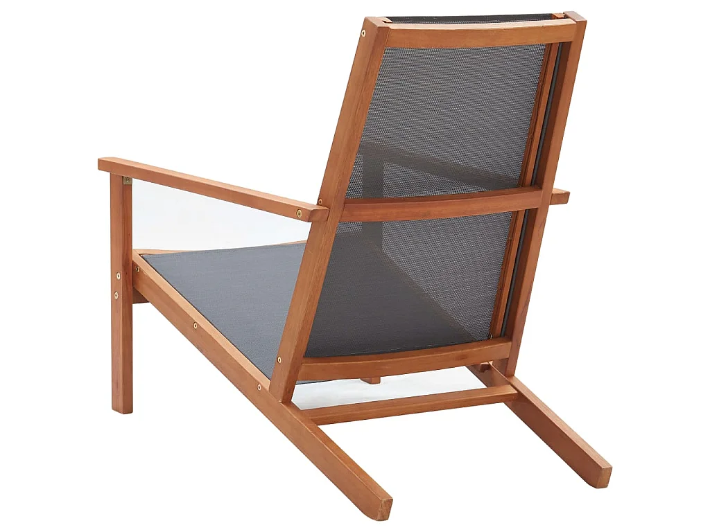 Loungestoel massief eucalyptushout en textileen grijs
