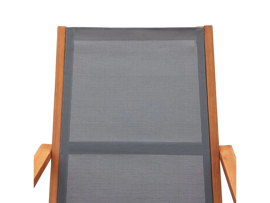Loungestoel massief eucalyptushout en textileen grijs